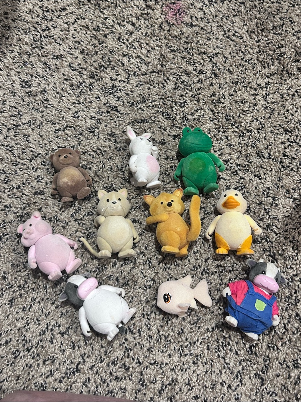 Fuzzy Wuzzies Miniature Flocked Bear Family Figures Vintage Collectible Lot